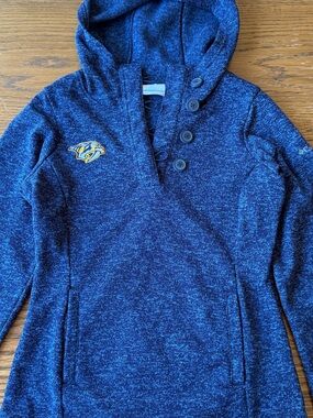 Columbia Blue and Navy Heathered Knit Hoodie